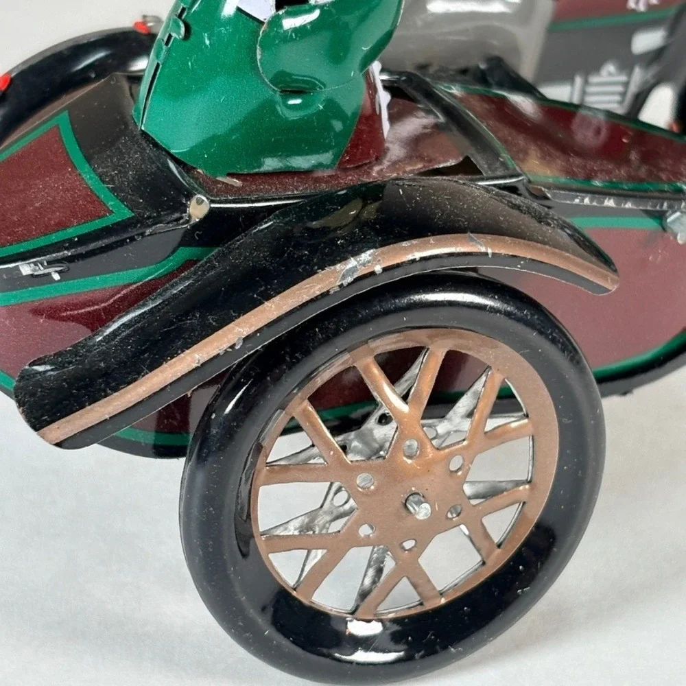 Vintage Tin Wind Up Motorcycle with‎ Sidecar RBA HP Litho Toy Collectible